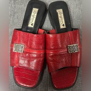 Brighton Italian Leather Slip On Sandals Red sz 8